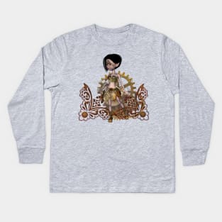 Cute little steampunk girl Kids Long Sleeve T-Shirt